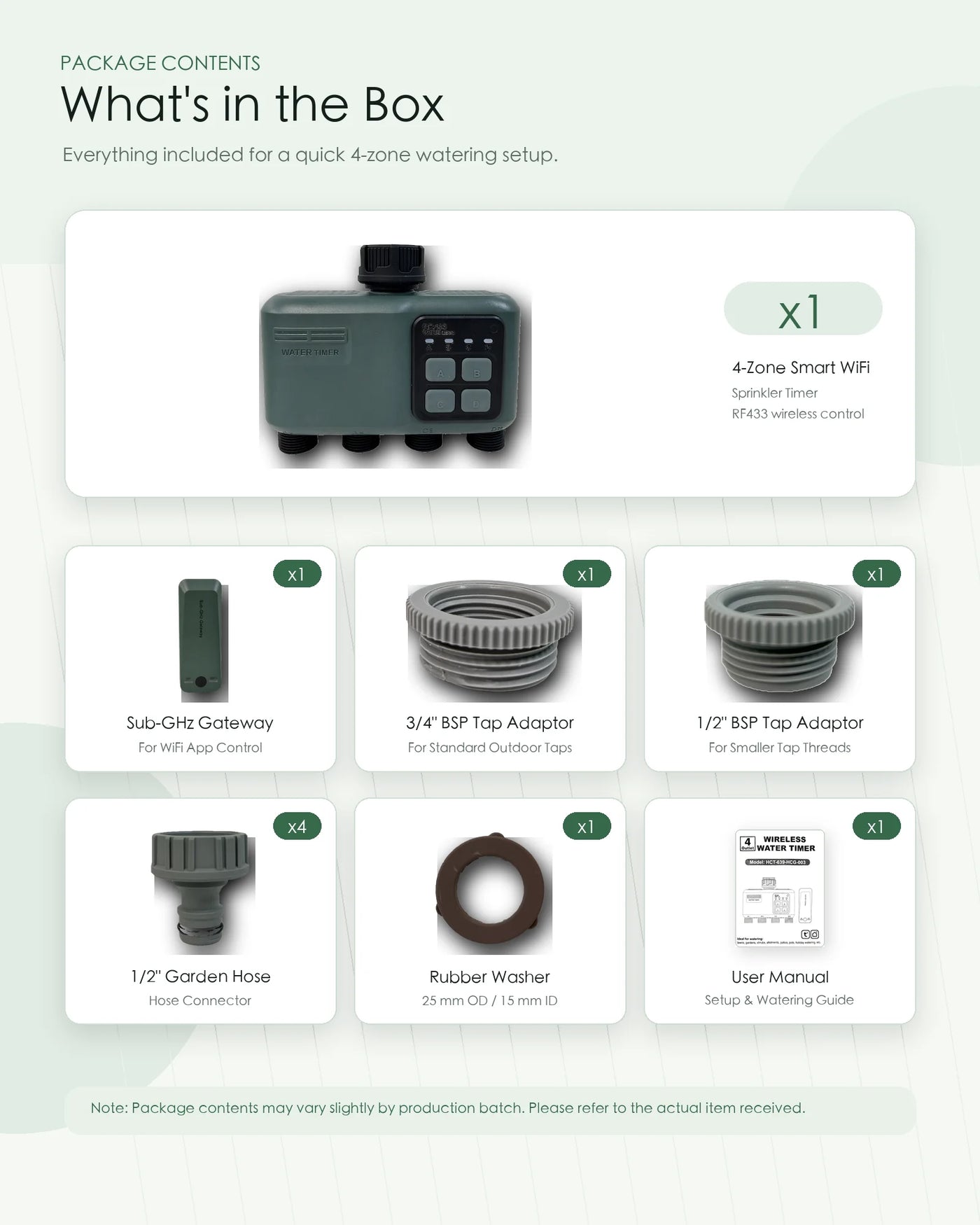 Johgee smart sprinkler timer package contents